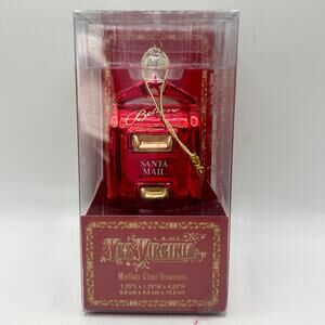 MACYS Red Mailbox Christmas Ornament Yes Virginia BELIEVE Blown Glass Santa Mail